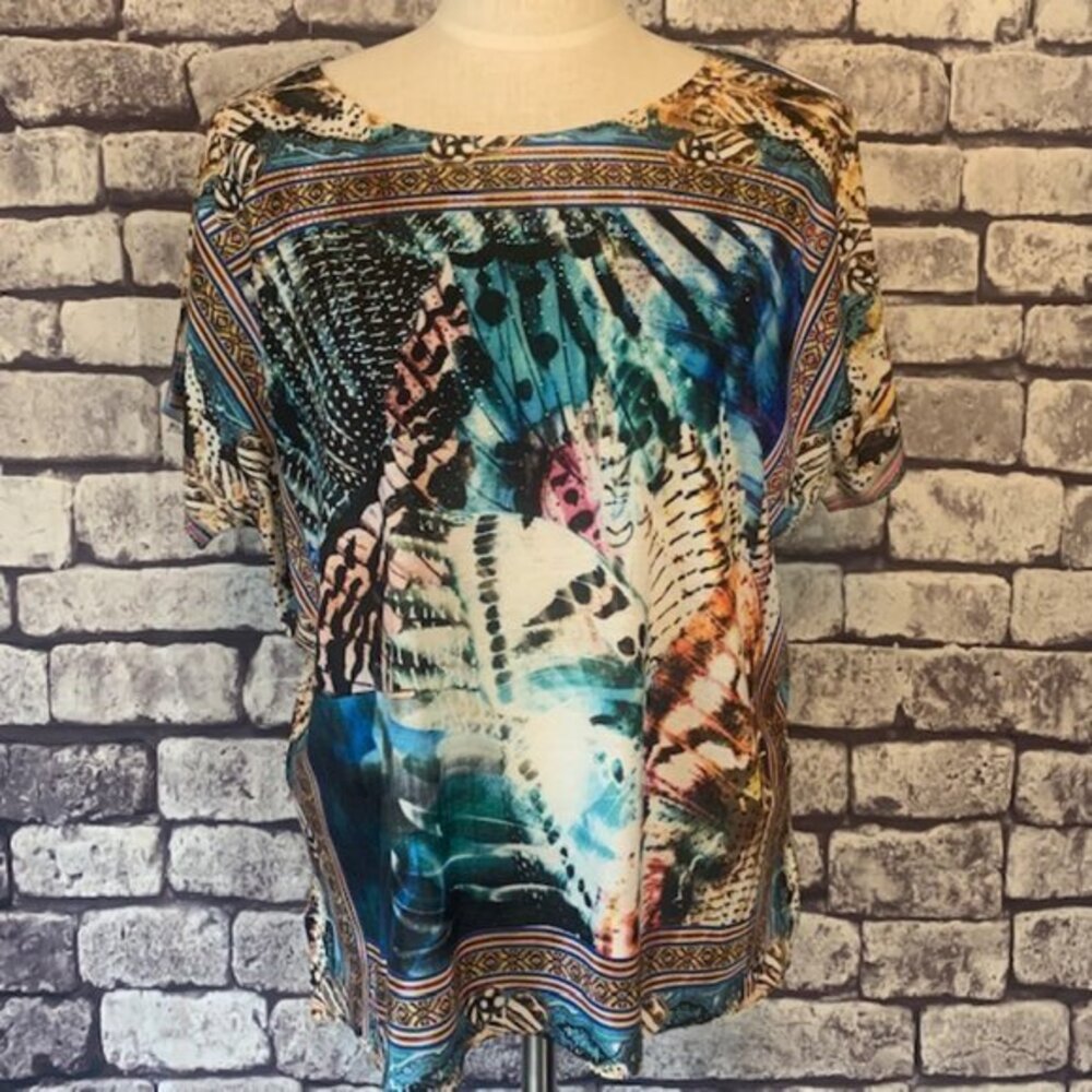 Chico's Size L Multicolored S-Sleeve Blouse